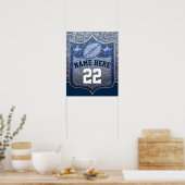 Football Team Sportblauw & Silver Glitter College Poster (Keuken)