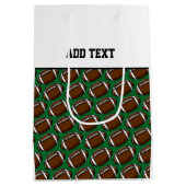 Football Team Sports Balls Custom Text Green Brown Medium Cadeauzakje (Achterkant)