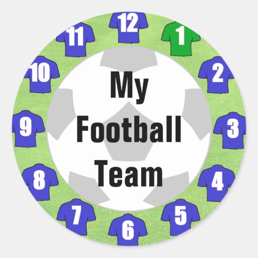 Football Team Stickers met Blauwe Shirten (Voorkant)