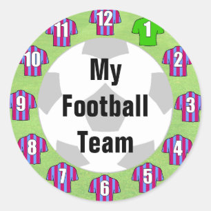 Football Team Stickers met Claret & Blue Shirten