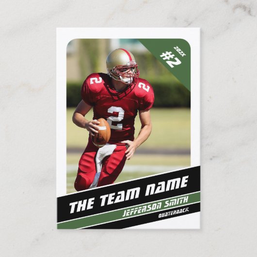 Football Team Trading Kaart Sport Gifts Idee Groen Contactkaartje (Voorkant)