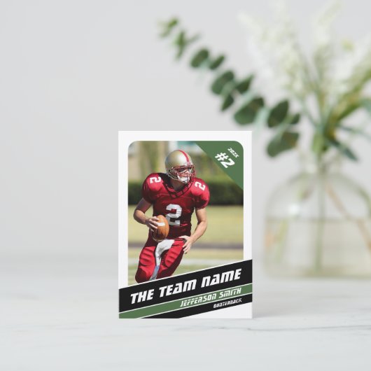 Football Team Trading Kaart Sport Gifts Idee Groen Contactkaartje (Staand voorkant)