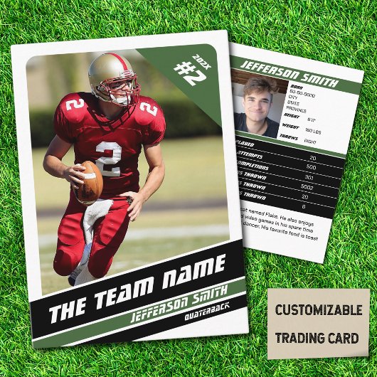Football Team Trading Kaart Sport Gifts Idee Groen Contactkaartje