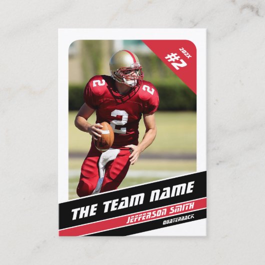 Football Team Trading Kaart Sport Gifts Idee Rood Contactkaartje (Voorkant)
