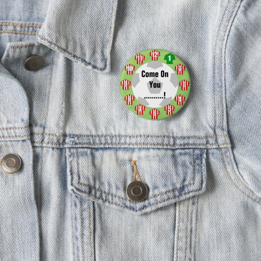 Football teambadge met rode en witte Shirten Ronde Button 5,7 Cm (In situ)