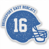 Football teamhelm aangepaste nummer blauw sticker (Voorkant)