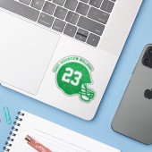 Football teamhelm aangepaste nummer groene sticker (Laptop met iPhone)