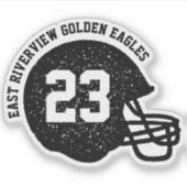 Football teamhelm aangepaste nummer zwarte sticker (Voorkant)