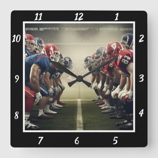 Football Teams Showdown Vierkante Klok (Voorkant)