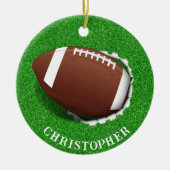 Football Tearing Out Christmas Keramisch Ornament (Voorkant)