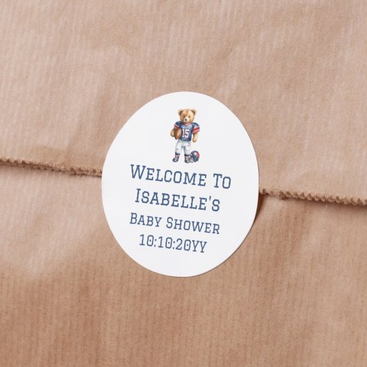 Football Teddy Bear Baby shower Welkom Ronde Sticker