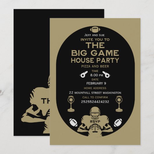 Football The Big Game TV Watch Party Aankondiging (Voorkant / Achterkant)