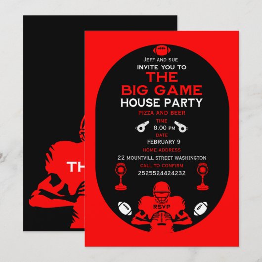 Football The Big Game TV Watch Party Aankondiging (Voorkant / Achterkant)