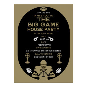Football The Big Game TV Watch Party Perfect Poster