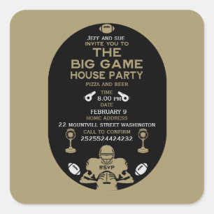 Football The Big Game TV Watch Party Vierkante Sticker