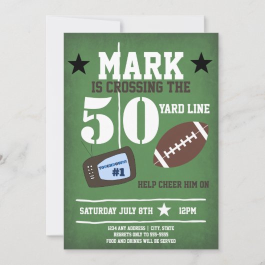 Football thema 50e verjaardag kaart (Voorkant)