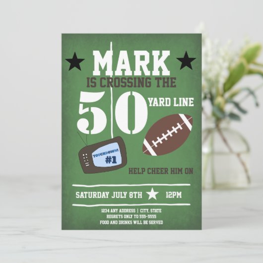 Football thema 50e verjaardag kaart (Staand voorkant)