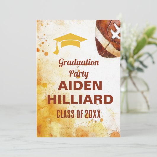 Football thema afstudeerfeest kaart (Staand voorkant)