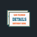 Football thema Aqua Blue & Oranje Birthday Detail Informatiekaartje<br><div class="desc">Voltooi uw VIP kaartenuitnodiging met deze leuke tussenvoegselkaarten. Ontworpen om met uw partijthema te coördineren,  personaliseer hen aangezien u kiest. Kaarten worden in een assortiment van maten en papierselectie geplaatst. Zoek naar andere partijideeën,  allemaal onderdeel van het collectie van de Oh Happy Day.</div>