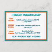 Football thema Aqua Blue Sinaasappel Verjaardagsde Informatiekaartje (Voorkant)