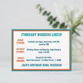 Football thema Aqua Blue Sinaasappel Verjaardagsde Informatiekaartje (Staand voorkant)