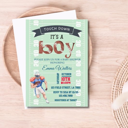 Football Thema Baby shower Uitnodiging