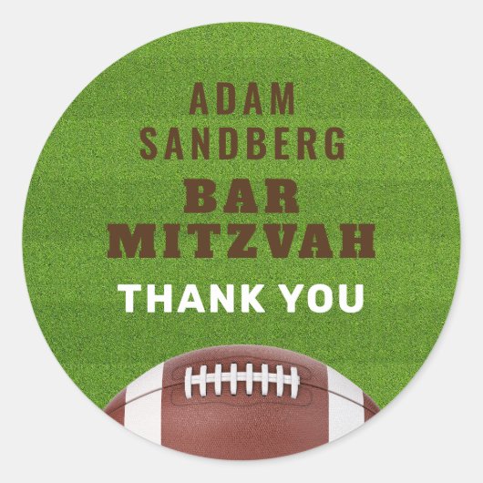 Football thema bar mitswa ronde sticker (Voorkant)