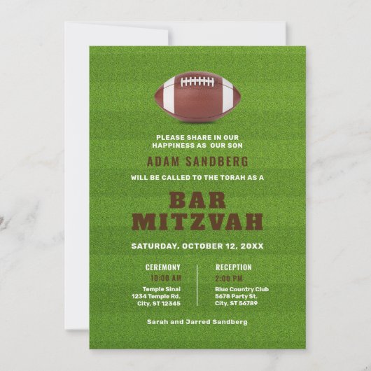 Football Thema Bar Mitzvah Uitnodiging (Voorkant)