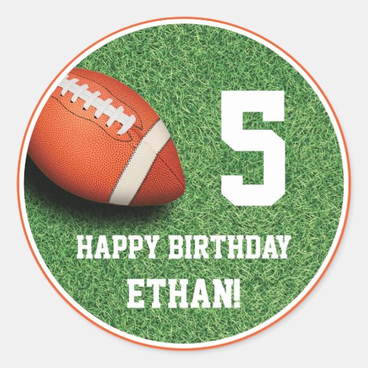 Football thema Birthday Sticker (Voorkant)