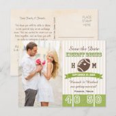 Football thema bruiloft Save the Date Aankondigingskaart (Voorkant / Achterkant)