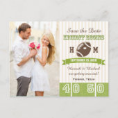 Football thema bruiloft Save the Date Aankondigingskaart (Voorkant)