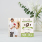 Football thema bruiloft Save the Date Aankondigingskaart (Staand voorkant)