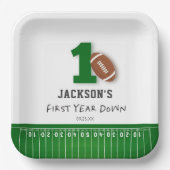 Football thema eerste jaar down birthday papieren bordje (Voorkant)