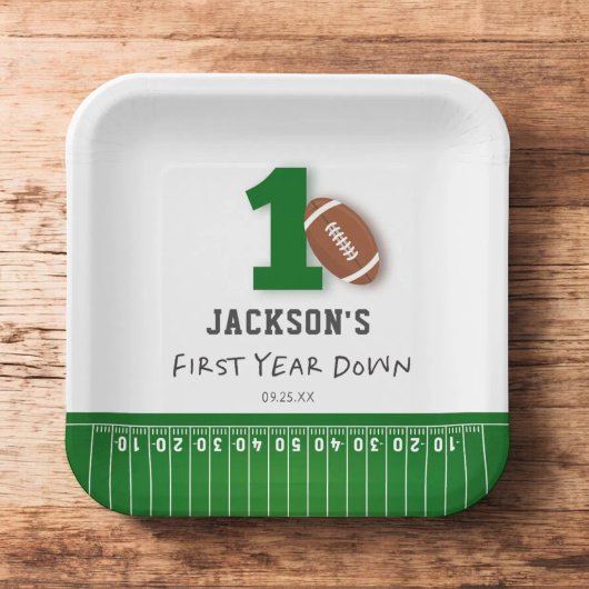 Football thema eerste jaar down birthday papieren bordje