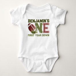 Football thema eerste jaar down birthday romper