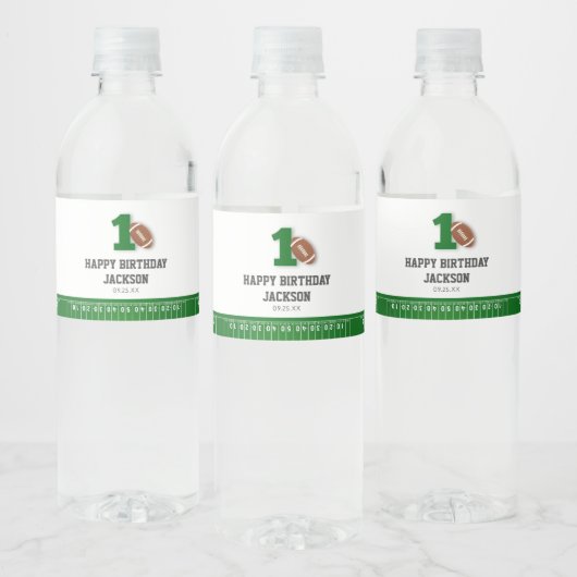Football thema eerste jaar down verjaardagsgunst waterfles etiket (Flessen)