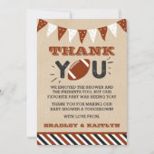 Football thema gecodeerd Baby shower Bedankkaart (Voorkant)