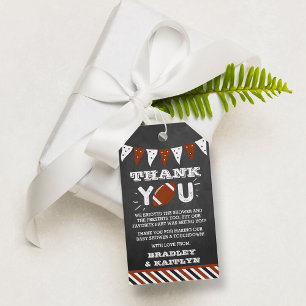 Football thema gecodeerd Baby shower Cadeaulabel