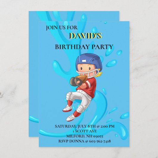 "FOOTBALL" THEMA JONGENS VERJAARDAGSUITNODIGINGEN KAART (Voorkant / Achterkant)