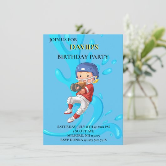 "FOOTBALL" THEMA JONGENS VERJAARDAGSUITNODIGINGEN KAART (Staand voorkant)