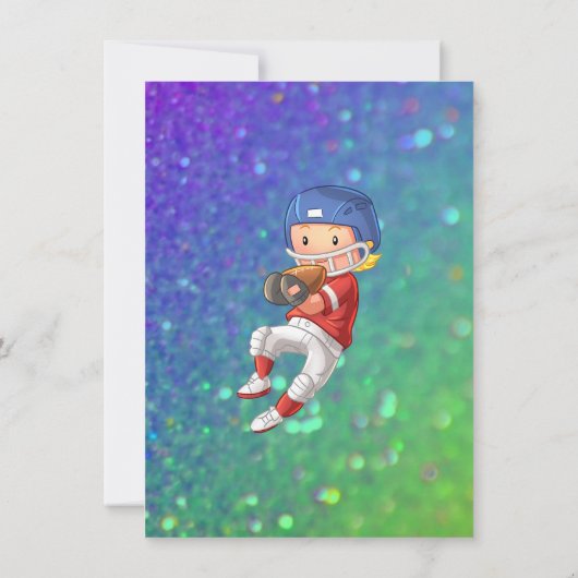 "FOOTBALL" THEMA JONGENS VERJAARDAGSUITNODIGINGEN KAART (Achterkant)