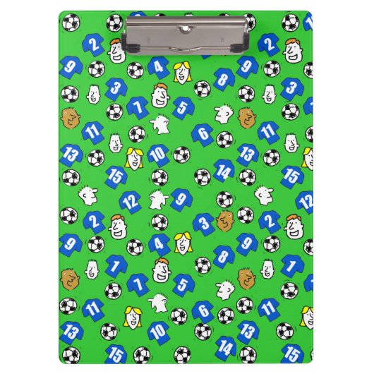 Football thema met blauwe Shirten Klembord (Voorkant)