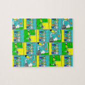 Football Thema met spelers en ventilatoren Legpuzzel (Horizontaal)