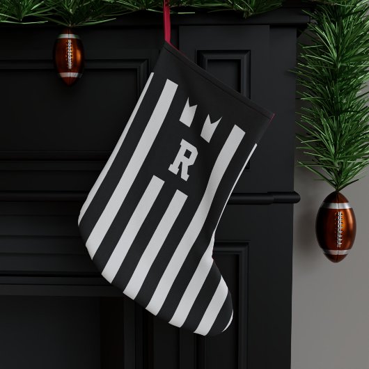 Football thema Referentiestriped Kleine Kerstsok