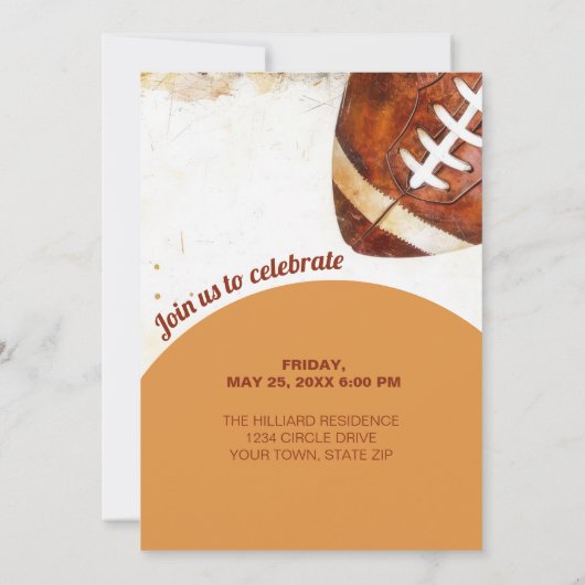 Football thema verjaardagsfeestje kaart (Achterkant)