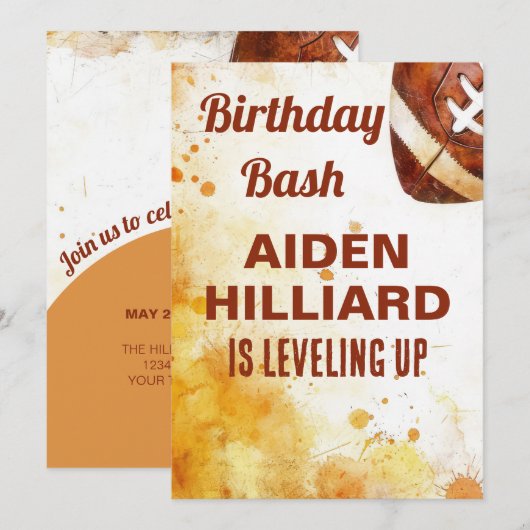 Football thema verjaardagsfeestje kaart (Voorkant / Achterkant)