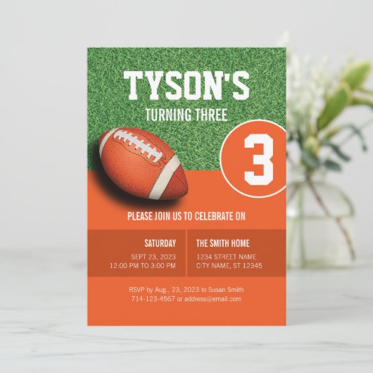 Football thema Verjaardagsuitnodiging voor jongens Kaart (Staand voorkant)