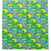 Football Thema. Voetballers en kookventilatoren Douchegordijn (Voorkant)