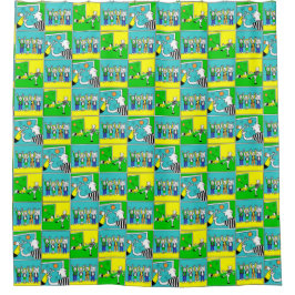 Football Thema. Voetballers en kookventilatoren Douchegordijn