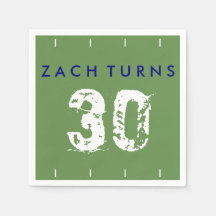 Football Theme Birthday Napkins - Green Blue